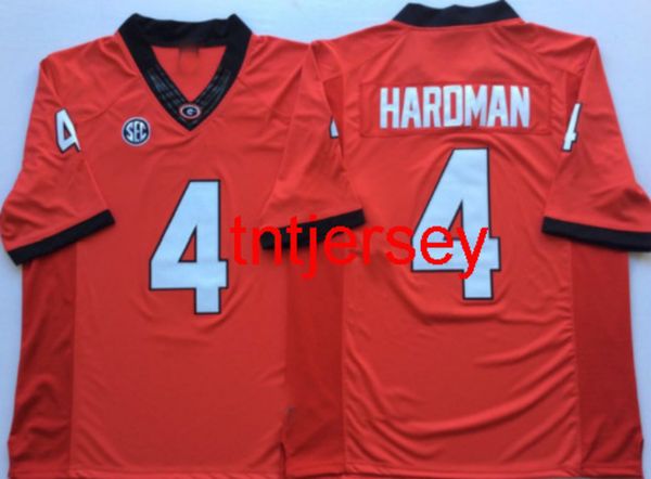 custom new men's georgia bulldogs red #4 hardman football jersey men women youth stitch add any name number xs-5xl, Black