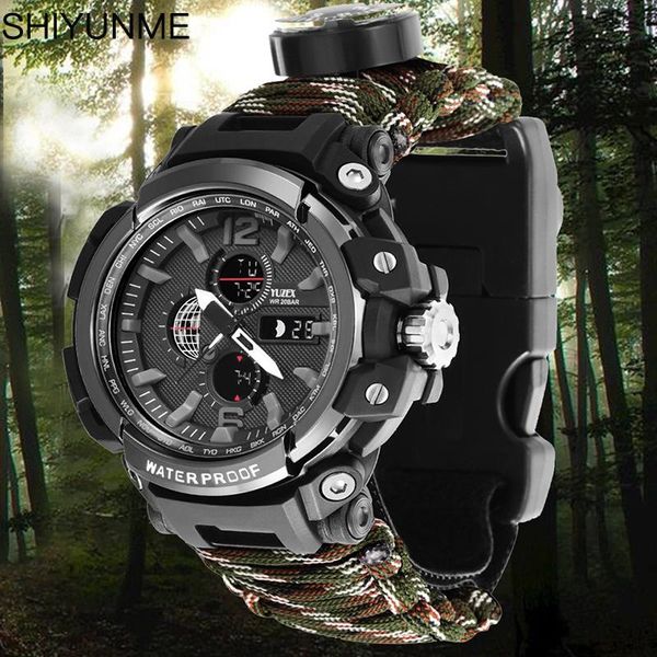 wristwatches shiyunme mens sports watch compass thermometer survival whistle led distress light multifunctional waterproof quartz men's, Slivery;brown
wristwatches shiyunme mens sports watch compass thermometer survival whistle led distress light multifunctional waterproof quartz men's, Slivery;brown