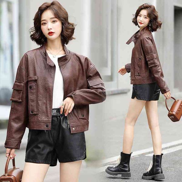 2021 autumn new loose temperament versatile pu leather jacket fashion trend small short women, Black
2021 autumn new loose temperament versatile pu leather jacket fashion trend small short women, Black