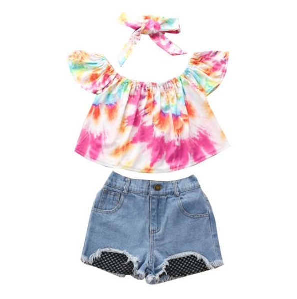 clothing sets 2-6years fashionable girls outfit toddlers creative printing off shoulder short sleeve + denim shorts headwear set, White
clothing sets 2-6years fashionable girls outfit toddlers creative printing off shoulder short sleeve + denim shorts headwear set, White