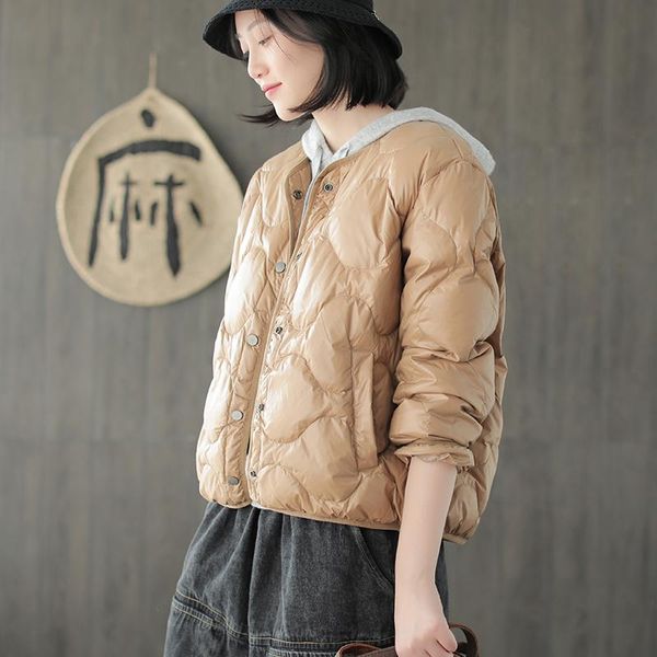women's trench coats winter down jacket women fashion loose white duck coat o-neck button female blended casual jackets, Tan;black
women's trench coats winter down jacket women fashion loose white duck coat o-neck button female blended casual jackets, Tan;black