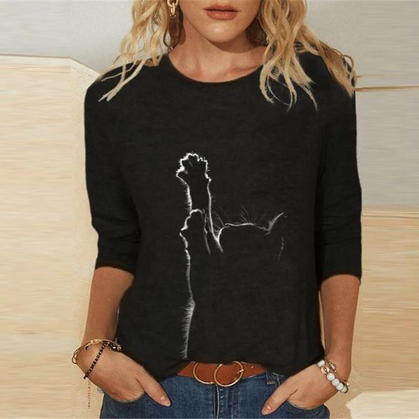 40#mujer camisetas women autumn winter loose cute cat print causal long sleeve elegant t-shirt spring pullover t-shirts women's, White
40#mujer camisetas women autumn winter loose cute cat print causal long sleeve elegant t-shirt spring pullover t-shirts women's, White