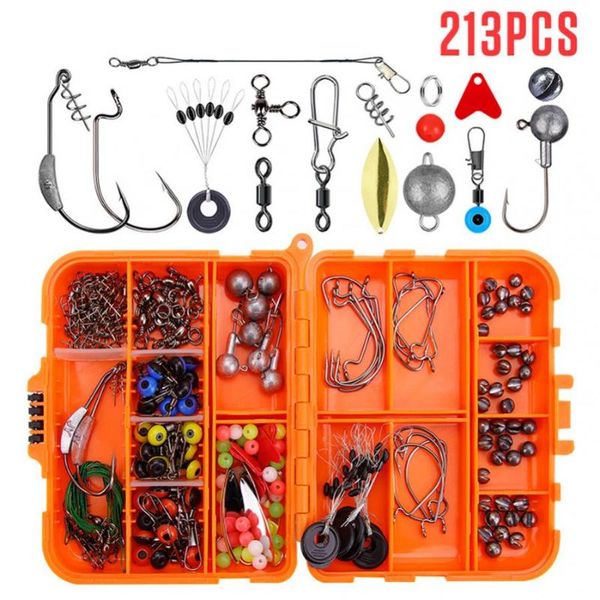 fishing accessories 213pcs kit including crank hook beads sinker weights snaps rolling swivel connector bass tackle box
fishing accessories 213pcs kit including crank hook beads sinker weights snaps rolling swivel connector bass tackle box