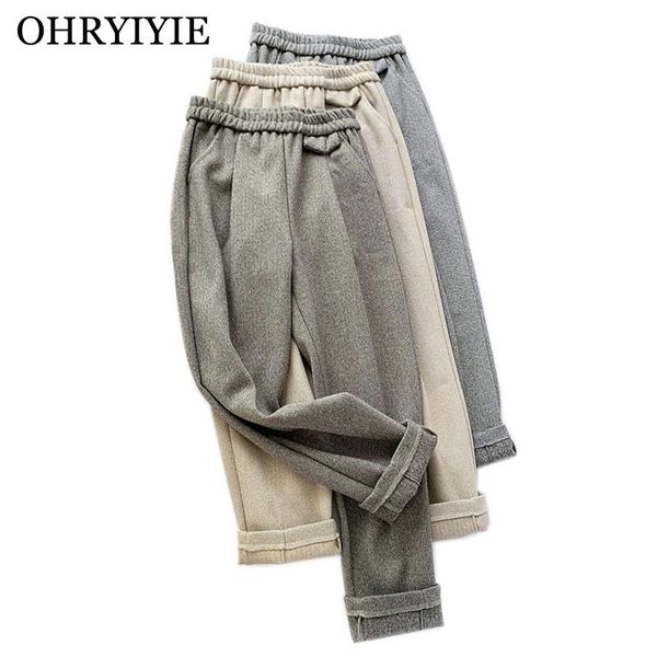 women's pants & capris ohryiyie autumn winter warm harem women 2021 loose thick straight pant female woolen elastic waist wp1022, Black;white
women's pants & capris ohryiyie autumn winter warm harem women 2021 loose thick straight pant female woolen elastic waist wp1022, Black;white