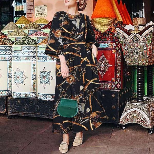 casual dresses women chain printed maxi dress celmia fashion 3/4 sleeve long elegant office lady flare bandage vestidos, Black;gray
casual dresses women chain printed maxi dress celmia fashion 3/4 sleeve long elegant office lady flare bandage vestidos, Black;gray