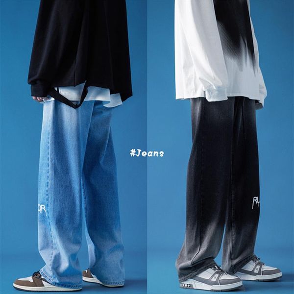 men's jeans women's gradient 2021 korean casual letter print oversize pants streetwear hip hop straight male denim, Blue
men's jeans women's gradient 2021 korean casual letter print oversize pants streetwear hip hop straight male denim, Blue