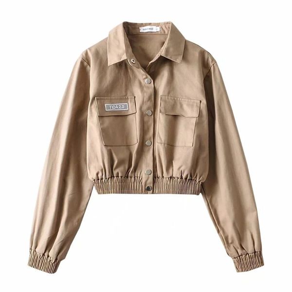 women's jackets women jacket 2021 autumn fashion label turn-down neck long sleeve single-breasted short coat with pockets coats, Black;brown
women's jackets women jacket 2021 autumn fashion label turn-down neck long sleeve single-breasted short coat with pockets coats, Black;brown