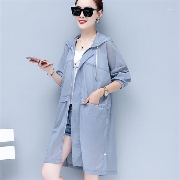 women's jackets 2021 summer fashion korean hooded sun protection clothing women mid-length coat loose long sleeve outerwear female q128, Black;brown
women's jackets 2021 summer fashion korean hooded sun protection clothing women mid-length coat loose long sleeve outerwear female q128, Black;brown