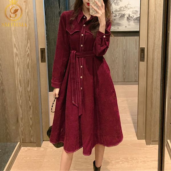 casual turndown collar women solid colour mid-length corduroy dress full sleeve slim waist female spring a-line vestidos 210520, Black;gray
casual turndown collar women solid colour mid-length corduroy dress full sleeve slim waist female spring a-line vestidos 210520, Black;gray