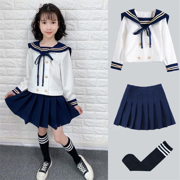 school girls uniform japanese style children student navy sailor cosplay costume pleated skirt long sleeve lovely classwear clothing sets, White
school girls uniform japanese style children student navy sailor cosplay costume pleated skirt long sleeve lovely classwear clothing sets, White