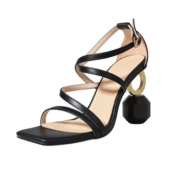 genuine leather strange heels sandals women footwear shoes woman buckle thick heeled summer, Black
genuine leather strange heels sandals women footwear shoes woman buckle thick heeled summer, Black