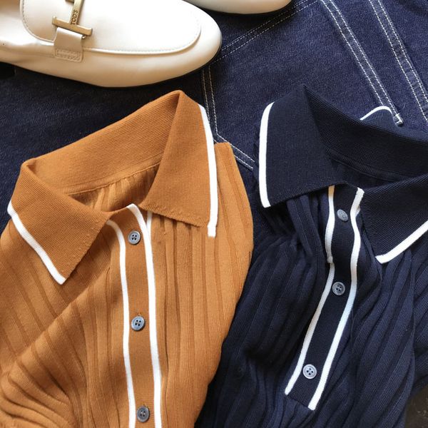 t shirt factory sales 2021 self retaining polo lapel sweater 2021 thin women's summer top, White
t shirt factory sales 2021 self retaining polo lapel sweater 2021 thin women's summer top, White