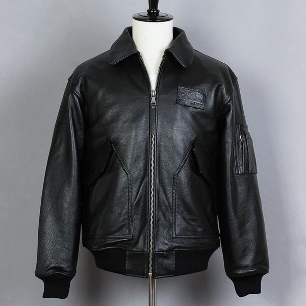 men's leather & faux air avirex force flight jacket genuine men solid cowskin bomber a2 casual motorcycle coat, Black
men's leather & faux air avirex force flight jacket genuine men solid cowskin bomber a2 casual motorcycle coat, Black