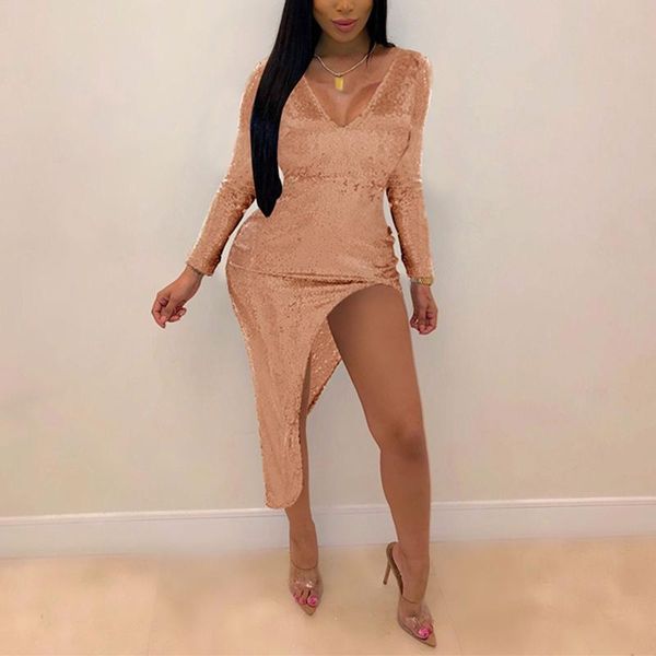 casual dresses women v neck long sleeve sequin female high split solid elegant maxi dress vestdios, Black;gray
casual dresses women v neck long sleeve sequin female high split solid elegant maxi dress vestdios, Black;gray