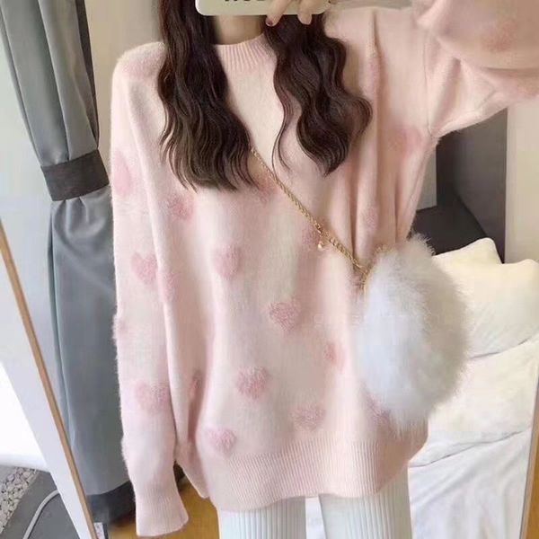 women's sweaters woven long sleeved sweater, women's clothing, winter pink, round neck, loose, heart-shaped, 2021, White;black
women's sweaters woven long sleeved sweater, women's clothing, winter pink, round neck, loose, heart-shaped, 2021, White;black