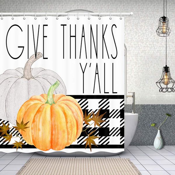 farmhouse fall harvest shower curtain, autumn thanksgiving pumpkins with falling maple leaves on buffalo check plaid fabric
farmhouse fall harvest shower curtain, autumn thanksgiving pumpkins with falling maple leaves on buffalo check plaid fabric
