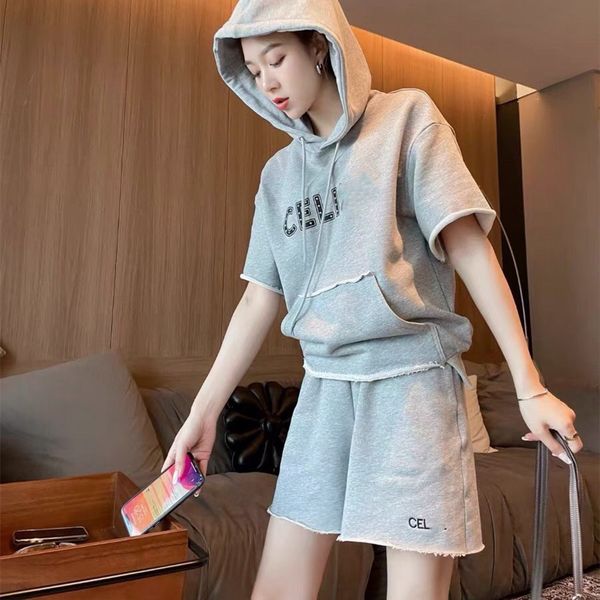 early spring 2021 ce rivet decorative letter print hooded drop shoulder short sleeve sports suit trend women's net red, White
early spring 2021 ce rivet decorative letter print hooded drop shoulder short sleeve sports suit trend women's net red, White