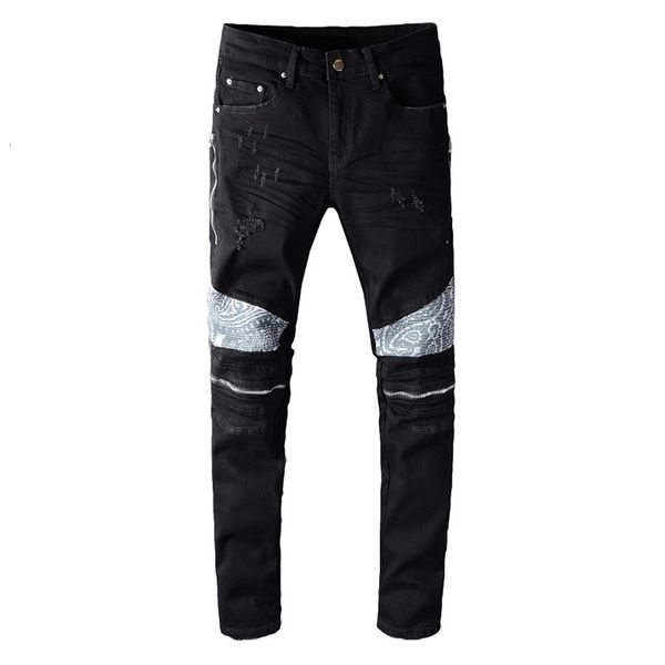 men's jeans black bandanna paisley printed patchwork denim biker jeans streetwear slim skinny zippers stretch pants l1aa, Blue
men's jeans black bandanna paisley printed patchwork denim biker jeans streetwear slim skinny zippers stretch pants l1aa, Blue