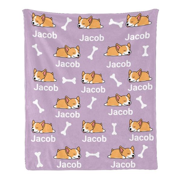 cute corgi dog light purple personalized throw blanket super soft for boy & girl, custom fleece blanket with your name birthday
cute corgi dog light purple personalized throw blanket super soft for boy & girl, custom fleece blanket with your name birthday