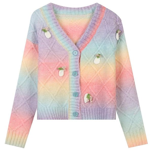 women's knits & tees 2021 autumn winter women sweater cardigans striped rainbow v-neck knit crop long sleeve streetwear fashion ko, White
women's knits & tees 2021 autumn winter women sweater cardigans striped rainbow v-neck knit crop long sleeve streetwear fashion ko, White