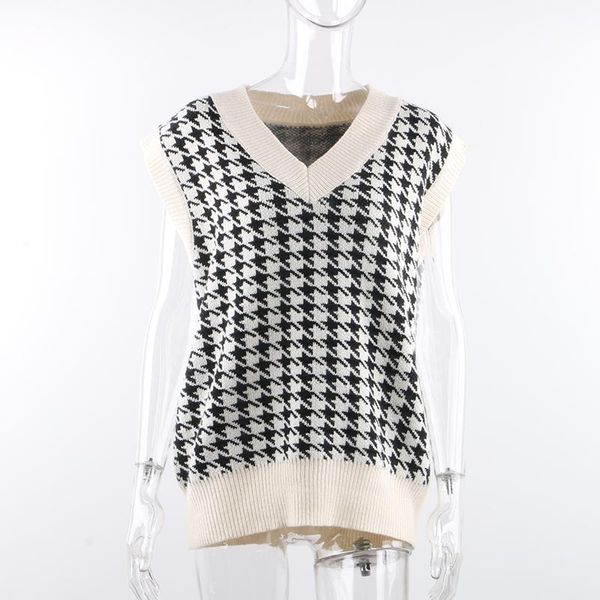 women's knits & tees celandine black houndstooth v neck vest cardigan women loose sleeveless knitted sweater fashion casual jumper autu, White
women's knits & tees celandine black houndstooth v neck vest cardigan women loose sleeveless knitted sweater fashion casual jumper autu, White