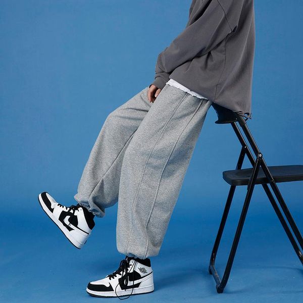 men's pants 2021 autumn sweatpants men loose gray sports tie feet joggers oversized casual streetwear elastic waist trousers, Black
men's pants 2021 autumn sweatpants men loose gray sports tie feet joggers oversized casual streetwear elastic waist trousers, Black