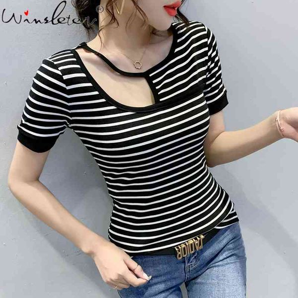 women's t-shirt summer korean clothes cotton fashion hollow out stripe women short sleeve all match casual tees t14014a, White
women's t-shirt summer korean clothes cotton fashion hollow out stripe women short sleeve all match casual tees t14014a, White