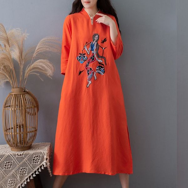 women cotton linen embroidery qipao dress ladies vintage cheongsam female cotton linen autumn dresses chinese style dress 12255, Red
women cotton linen embroidery qipao dress ladies vintage cheongsam female cotton linen autumn dresses chinese style dress 12255, Red