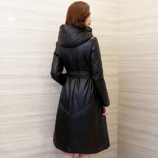 women's leather & faux sheepskin natural coat female genuine jacket long women winter down parka hooded real jackets lwl22662, Black
women's leather & faux sheepskin natural coat female genuine jacket long women winter down parka hooded real jackets lwl22662, Black