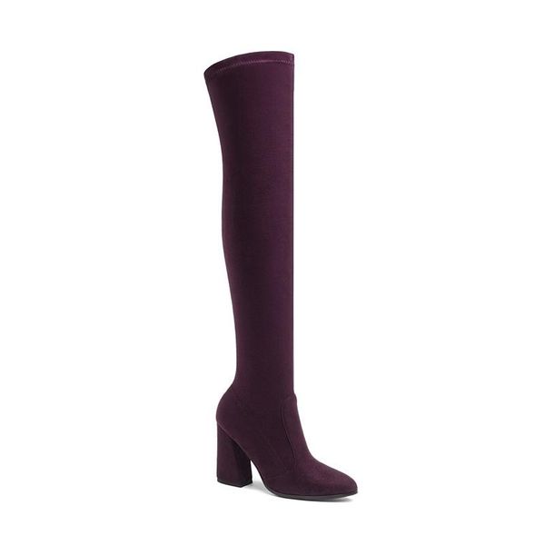 boots autumn thick heel high-heeled pointed boots, leg and thin elastic women's large size 40-43 over the knee, Black
boots autumn thick heel high-heeled pointed boots, leg and thin elastic women's large size 40-43 over the knee, Black