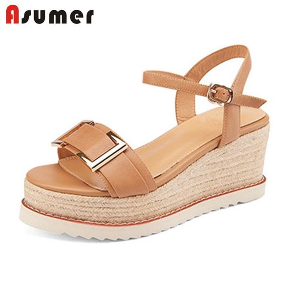dress shoes asumer 2021 wedge platform sandals women metal decoration vintage casual genuine leather, Black
dress shoes asumer 2021 wedge platform sandals women metal decoration vintage casual genuine leather, Black