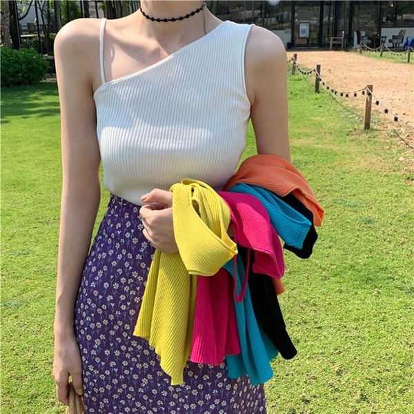 korean style women's knitted sweater scoop collar tank one shoulder off knitting camis vests slim camisole tanks &, White
korean style women's knitted sweater scoop collar tank one shoulder off knitting camis vests slim camisole tanks &, White