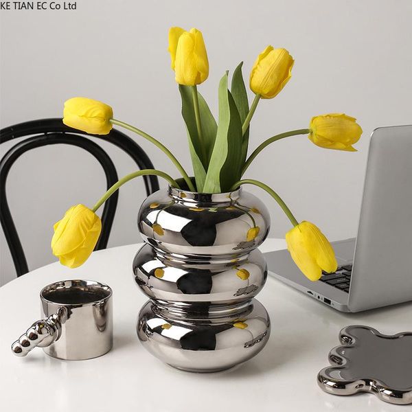 vases creative donut vase ceramic silver plated flower arrangement hydroponic art gift living room dining table home decoration
vases creative donut vase ceramic silver plated flower arrangement hydroponic art gift living room dining table home decoration