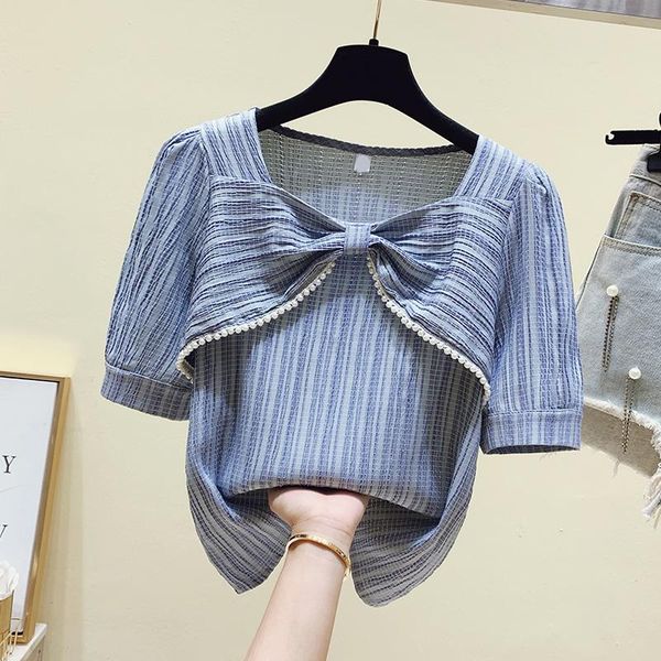 women's blouses & shirts bow square collar women blue blouse summer design 2021 puff sleeved solid elegant office lady pulls, White
women's blouses & shirts bow square collar women blue blouse summer design 2021 puff sleeved solid elegant office lady pulls, White