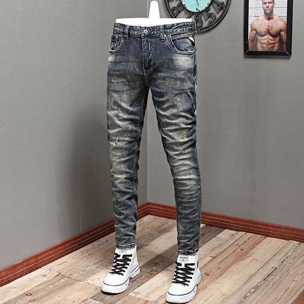 european vintage fashion men jeans retro blue elastic slim ripped distred embroidery designer casual denim pants xvy4
european vintage fashion men jeans retro blue elastic slim ripped distred embroidery designer casual denim pants xvy4