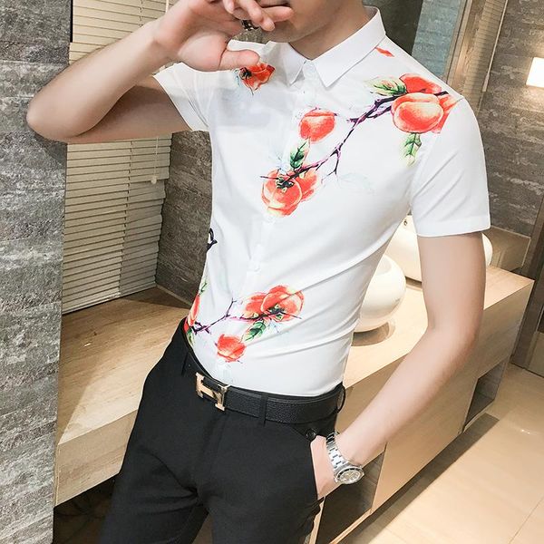 summer night wind peach shirt sleeves printed short sleeved shirts and men's personality 1643p50 casual, White;black
summer night wind peach shirt sleeves printed short sleeved shirts and men's personality 1643p50 casual, White;black