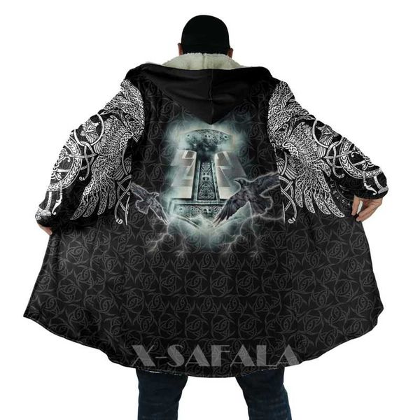 men's wool & blends viking totem crow eagle all over 3d printed thick warm hooded cloak for men windproof fleece casual-14, Black
men's wool & blends viking totem crow eagle all over 3d printed thick warm hooded cloak for men windproof fleece casual-14, Black