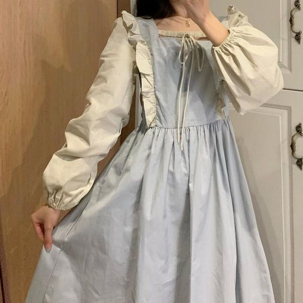 casual dresses vintage kawaii princess dress women french elegant ruffle sweet soft girl 2021 autumn long sleeve suqare collar robe, Black;gray
casual dresses vintage kawaii princess dress women french elegant ruffle sweet soft girl 2021 autumn long sleeve suqare collar robe, Black;gray