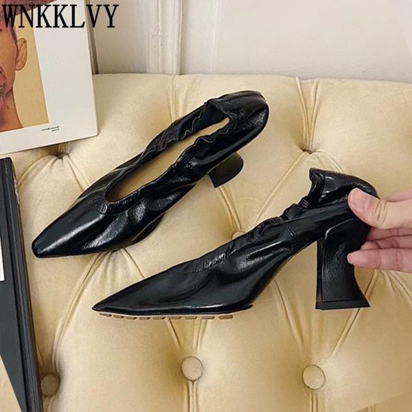 dress shoes wrinkle autumn pumps women pointed toe soft real leather chunky high heel shallow mouth single stretch slip on witch, Black
dress shoes wrinkle autumn pumps women pointed toe soft real leather chunky high heel shallow mouth single stretch slip on witch, Black