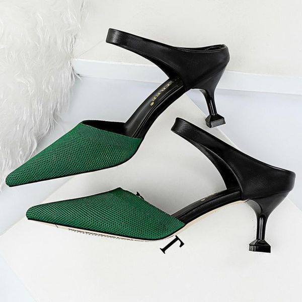 style summer women 6.5cm high heels mules shales slides casual green kitten low slippers mesh blue red shoes, Black
style summer women 6.5cm high heels mules shales slides casual green kitten low slippers mesh blue red shoes, Black