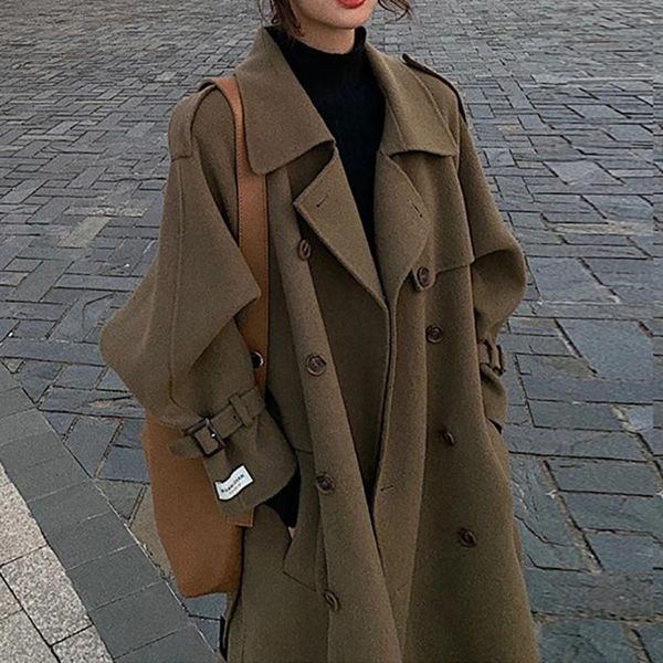 women's wool & blends 2021 autumn/winter korea style over the knee thick woolen coat batwing sleeve fashion nice quality, Black
women's wool & blends 2021 autumn/winter korea style over the knee thick woolen coat batwing sleeve fashion nice quality, Black