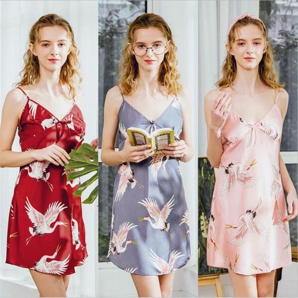 women's sleepwear 2021 silk nightgowns v neck mini skirt nightdress women lingerie nightwear backless straps robe, Black;red
women's sleepwear 2021 silk nightgowns v neck mini skirt nightdress women lingerie nightwear backless straps robe, Black;red
