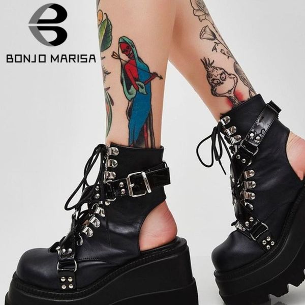 brand punk goth summer women's boots platform lace up buckle wedges sandals cool luxury round toe women shoes, Black
brand punk goth summer women's boots platform lace up buckle wedges sandals cool luxury round toe women shoes, Black