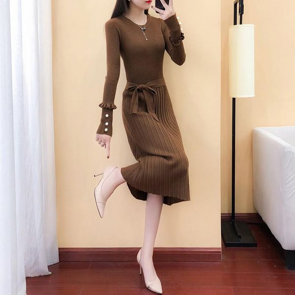 casual dresses winter knitted women autumn sweater dress elegant fashion long sleeve korean pleated vestido kj5006, Black;gray
casual dresses winter knitted women autumn sweater dress elegant fashion long sleeve korean pleated vestido kj5006, Black;gray