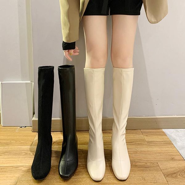 boots 2021 leather knee-high women long square toe footwear autumn winter fashion casual slip on block heels ladies shoes, Black
boots 2021 leather knee-high women long square toe footwear autumn winter fashion casual slip on block heels ladies shoes, Black