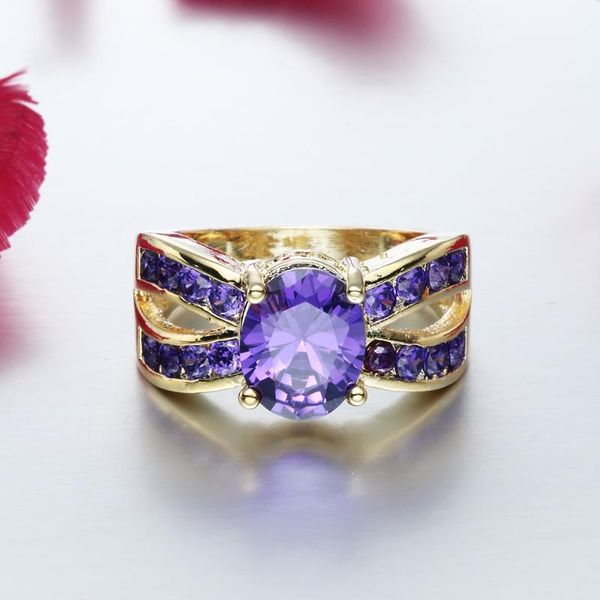 cluster rings purple oval stone ring for women gold color engagement party vintage jewelry, Golden;silver
cluster rings purple oval stone ring for women gold color engagement party vintage jewelry, Golden;silver