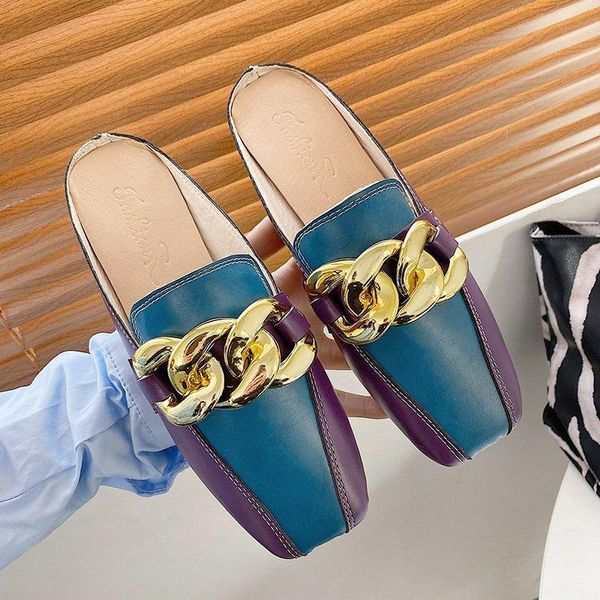 women slippers met closed toes half female flat bottom loafers 2021 spring wild casual outer wear platform mules, Black
women slippers met closed toes half female flat bottom loafers 2021 spring wild casual outer wear platform mules, Black
