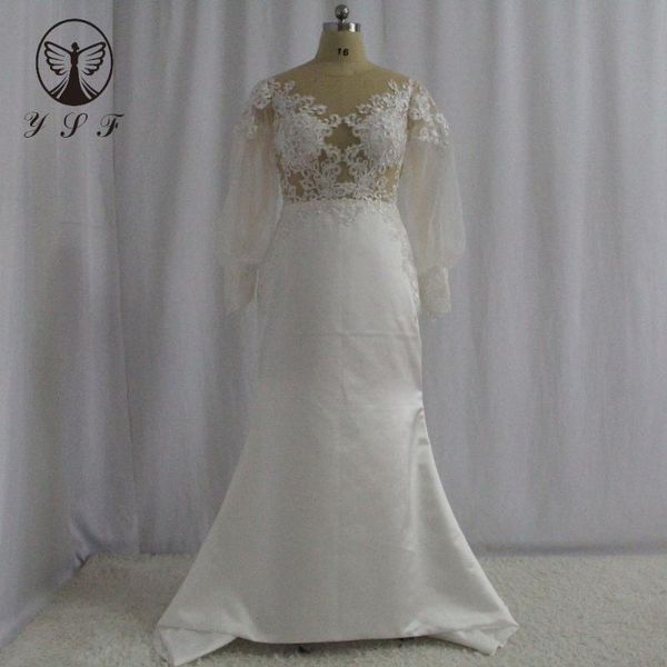 party dresses simple but elegant o neck appliqued lace illusion puffy long sleeve sheer back mermaid wedding 2021, White;black
party dresses simple but elegant o neck appliqued lace illusion puffy long sleeve sheer back mermaid wedding 2021, White;black