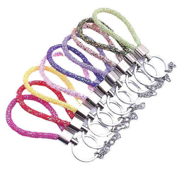 10pcss colorful candy colors sparkling crystal rope keychain for couples women men girl car bag accessories gift keyring, Silver
10pcss colorful candy colors sparkling crystal rope keychain for couples women men girl car bag accessories gift keyring, Silver
