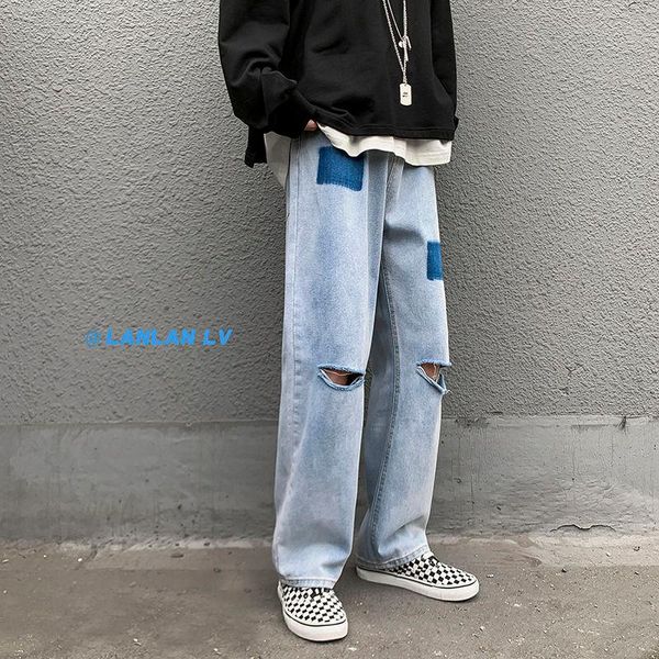 ripped stitching jeans men korean fashion loose casual men's harajuku streetwear retro wide-leg straight-leg, Blue
ripped stitching jeans men korean fashion loose casual men's harajuku streetwear retro wide-leg straight-leg, Blue